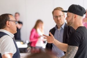 Daniel Hauber im Gespräch mit Mario Höhn und Thomas Loczewski (Tom Loc) auf dem Babba Business Day 2019 in Großostheim