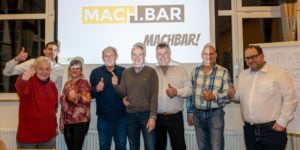 Gruppenbild auf dem MACH.BAR Event 2020 in Biberach mit Matthias Jäger, Tim-Christopher Jäger, Svend Krumnacker und Anderen.